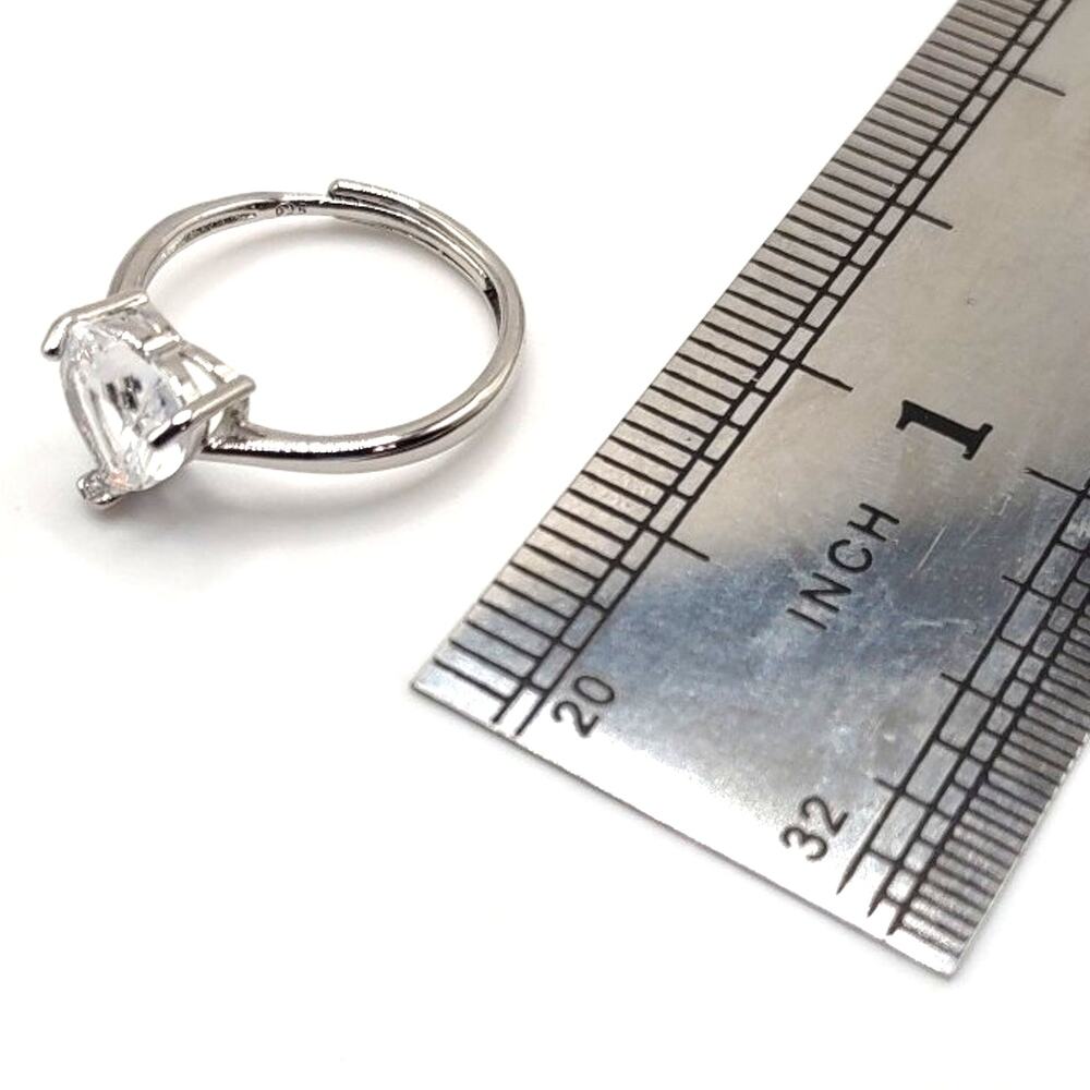 Heart Ring White Lab Diamond 925 Sterling Silver Adjustable Valentines Gift NEW